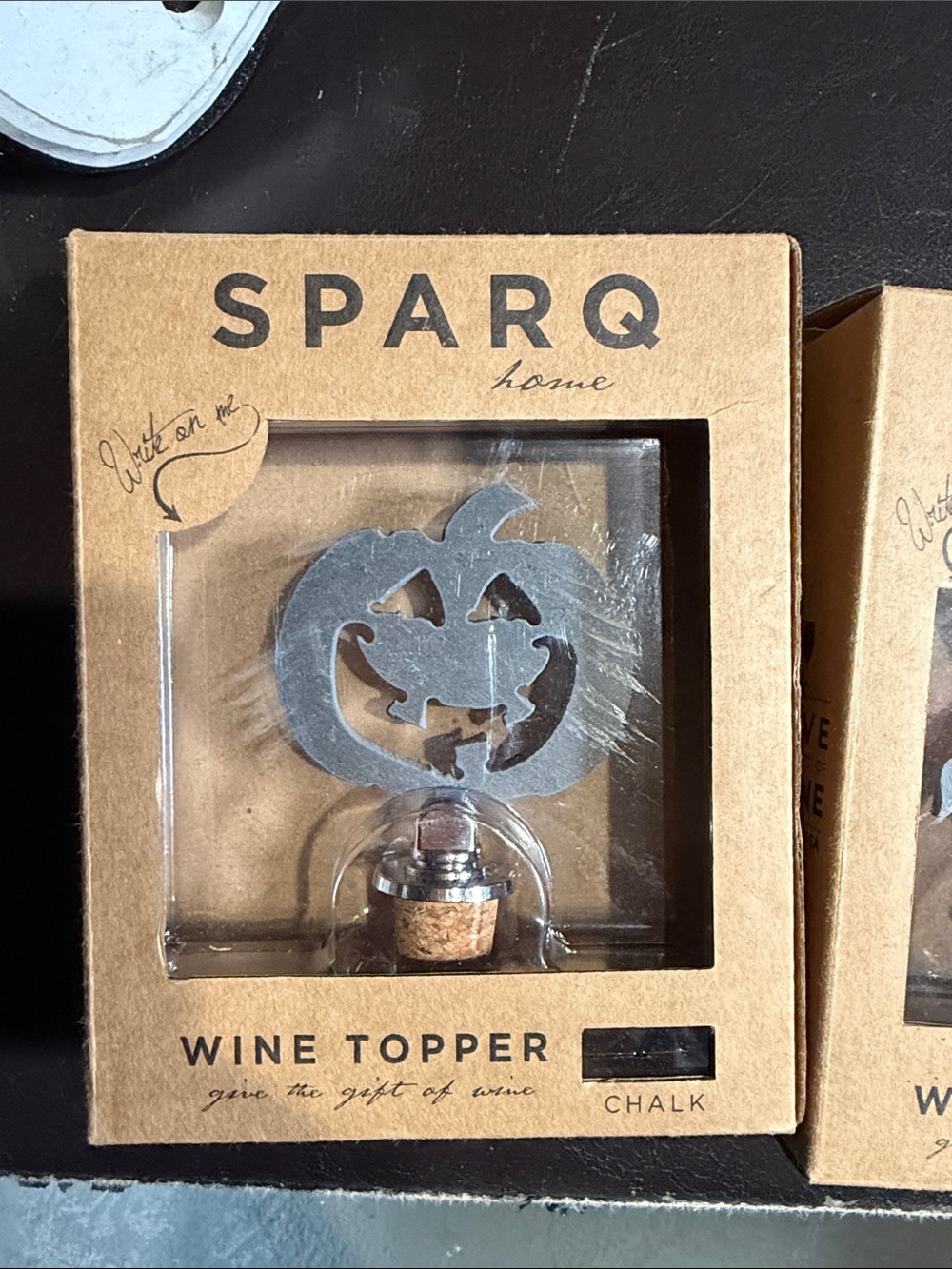 NEW WINE toppers - Halloween Slate Pumpkin and Ghost Wine Toppers x2